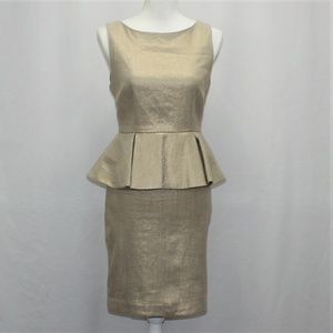 Alice + Olivia Light Gold Peplum Sleeveless Dress